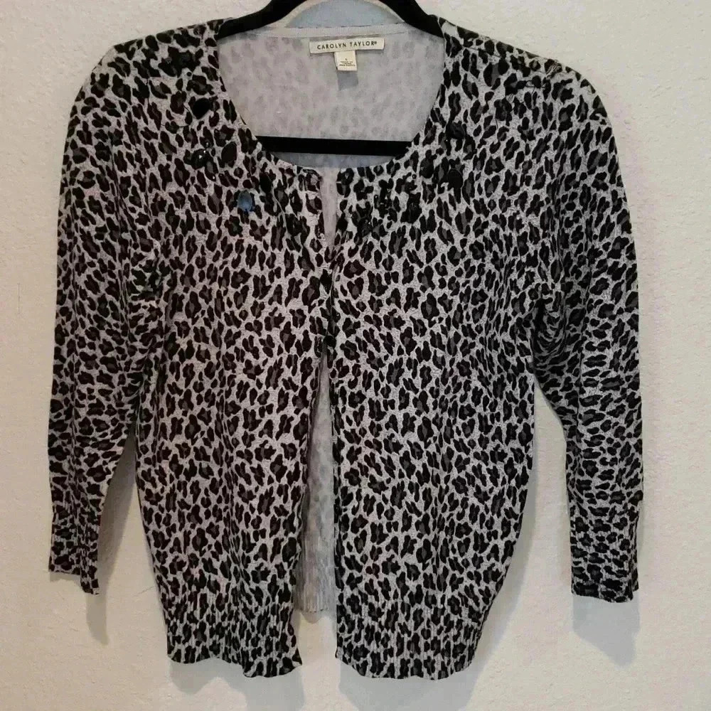 Carolyn Taylor Round Neck Cardigan Sweater Button Front Closure Size S